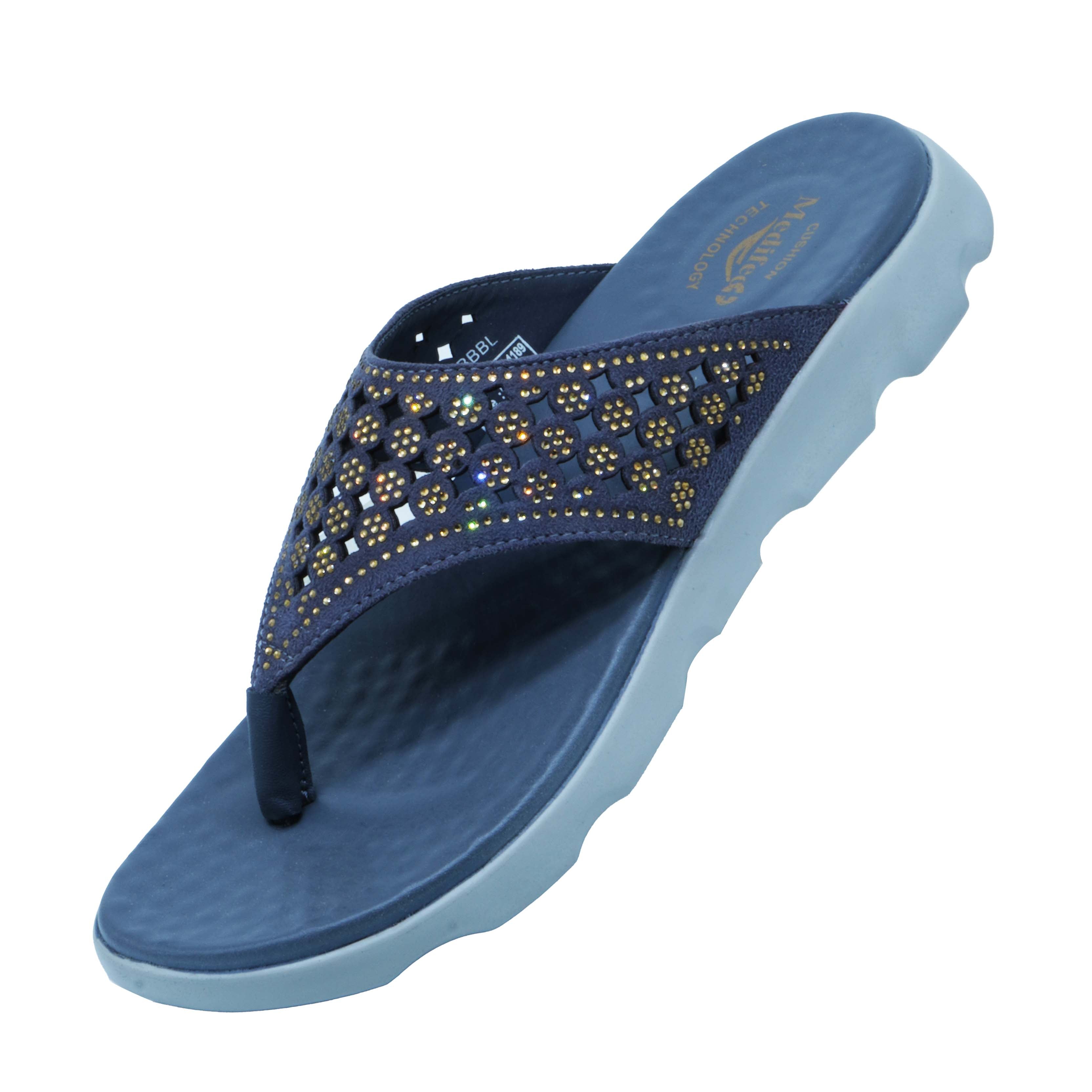 Medifeet Womens Fancy Ortho and Diabetic Care Slipper with Arch